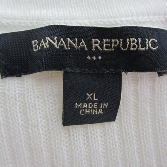 Banana Republic Women XL White SS Cotton Blend Empire Waist Cardigan Lace Detail - Picture 3 of 9
